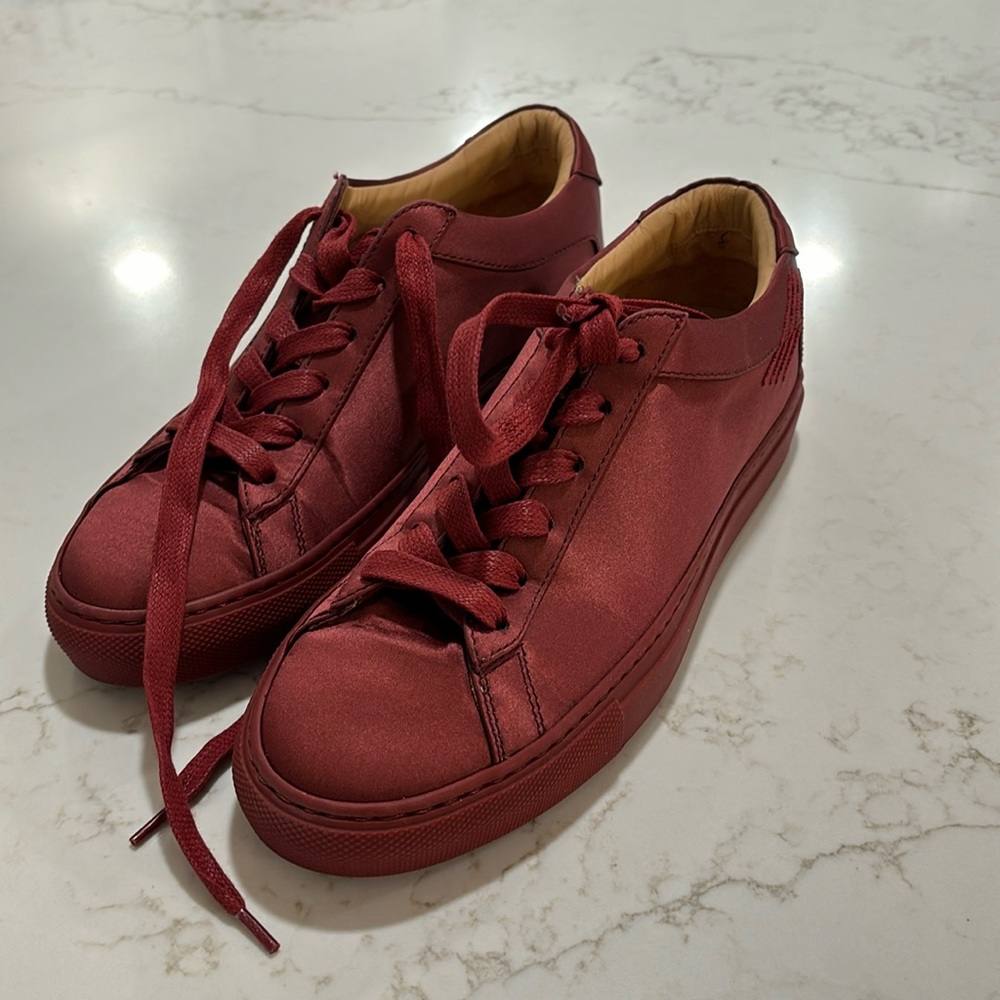 KOIO Italian handmade satin sneakers wind burgundy maroon EU size 36